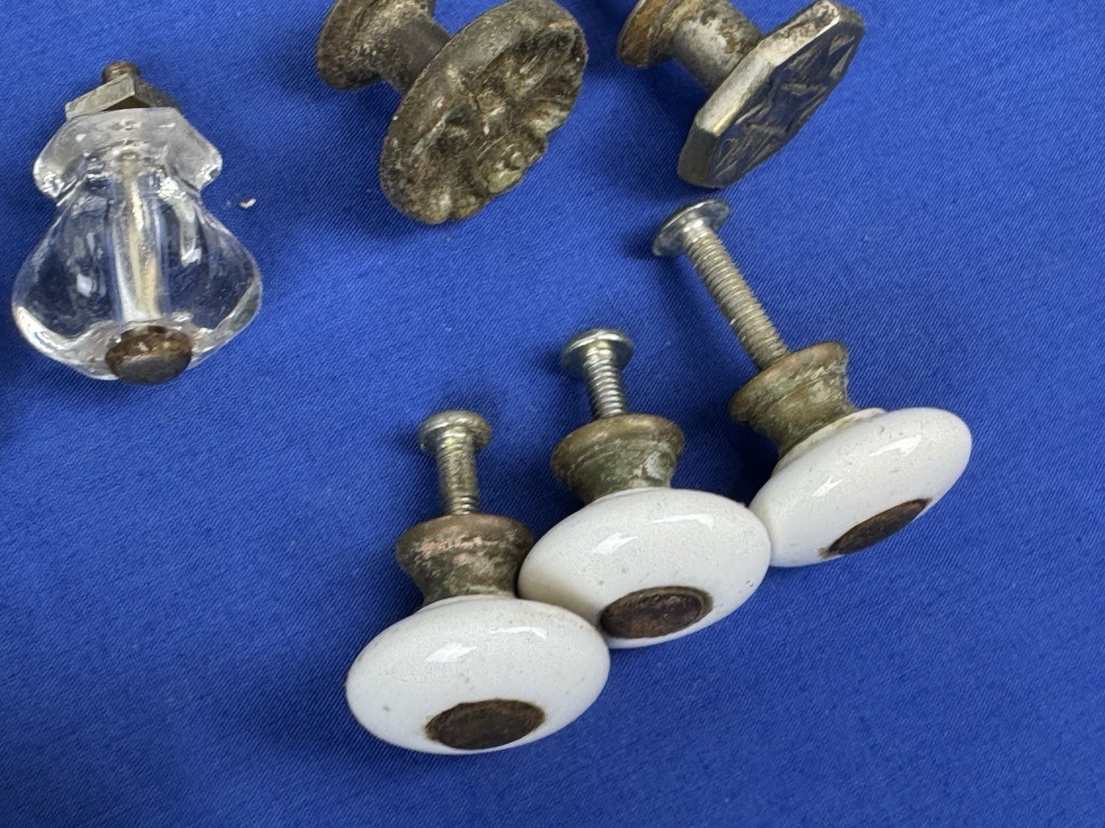 21 Antique & Vintage Pull Knobs, Door or Drawer, Metal (Tin, Steel), Glass, Wood
