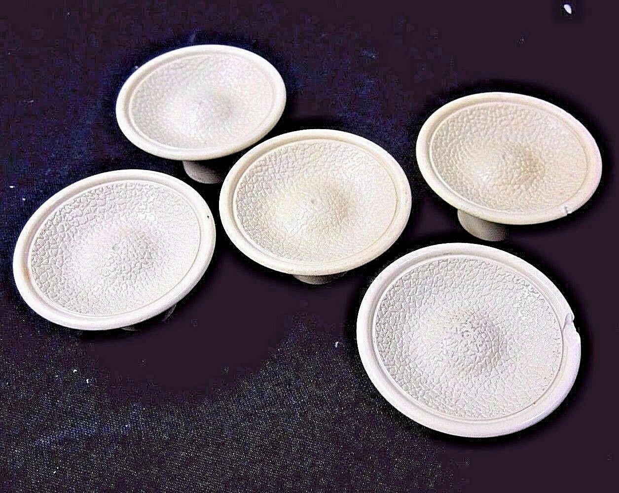 Beige Pebbled Concave Plastic 1940s Pull Knob Crackled Texture 1 Vtg MCM Retro