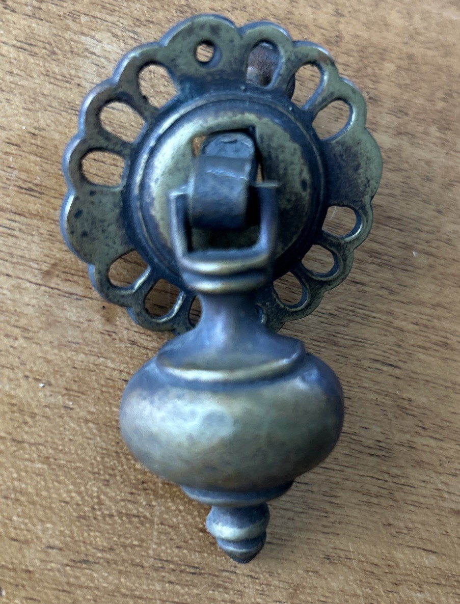 Vintage Brass Drop Pull With 1 “ Back Plate