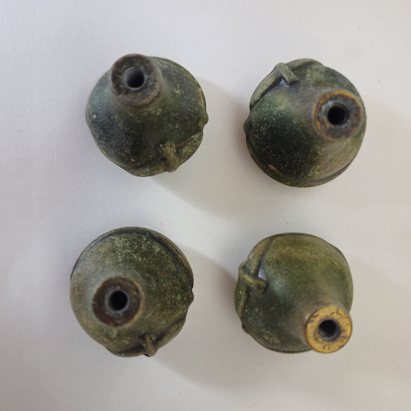 Vintage Keeler Brass Co. KBC Solid Brass Leaf Drawer Cabinet Knob Pull Set Of 4