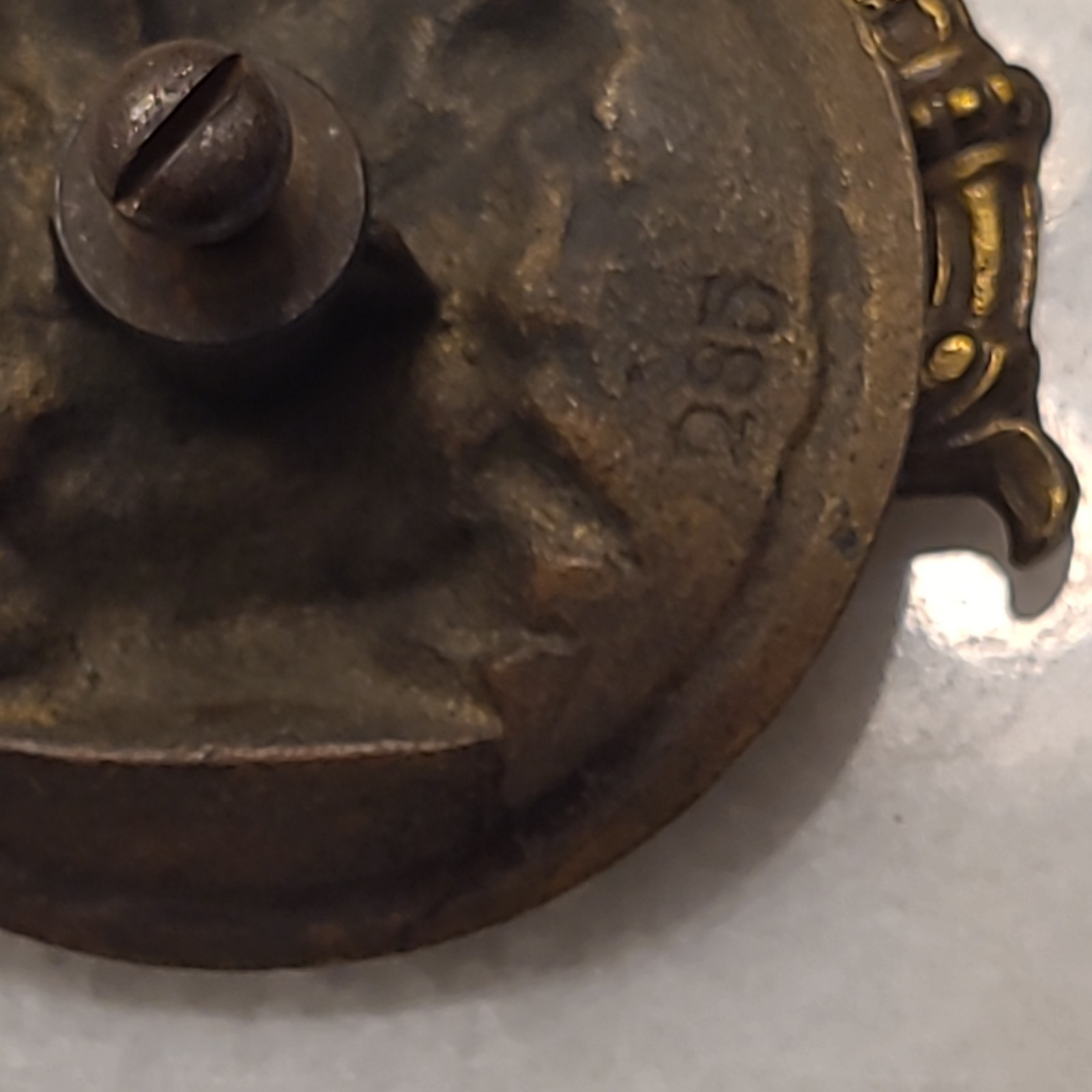 Antique Style Head Face Brass Tone Metal Bail Drawer Pull Door Knocker