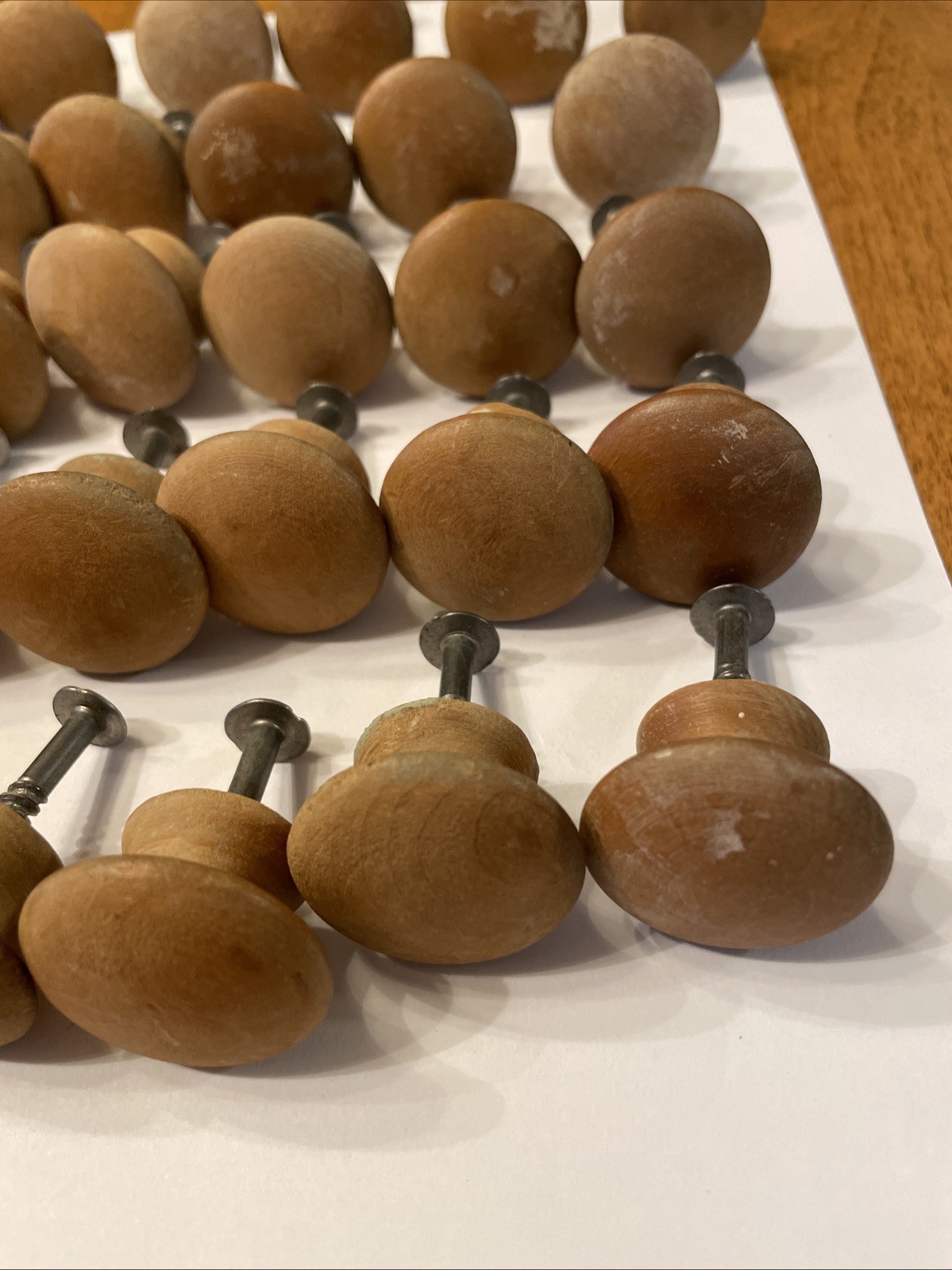 Lot Of 30 Vintage Mushroom Wooden 1.25” Knob Pulls for Drawer Dresser Hardware