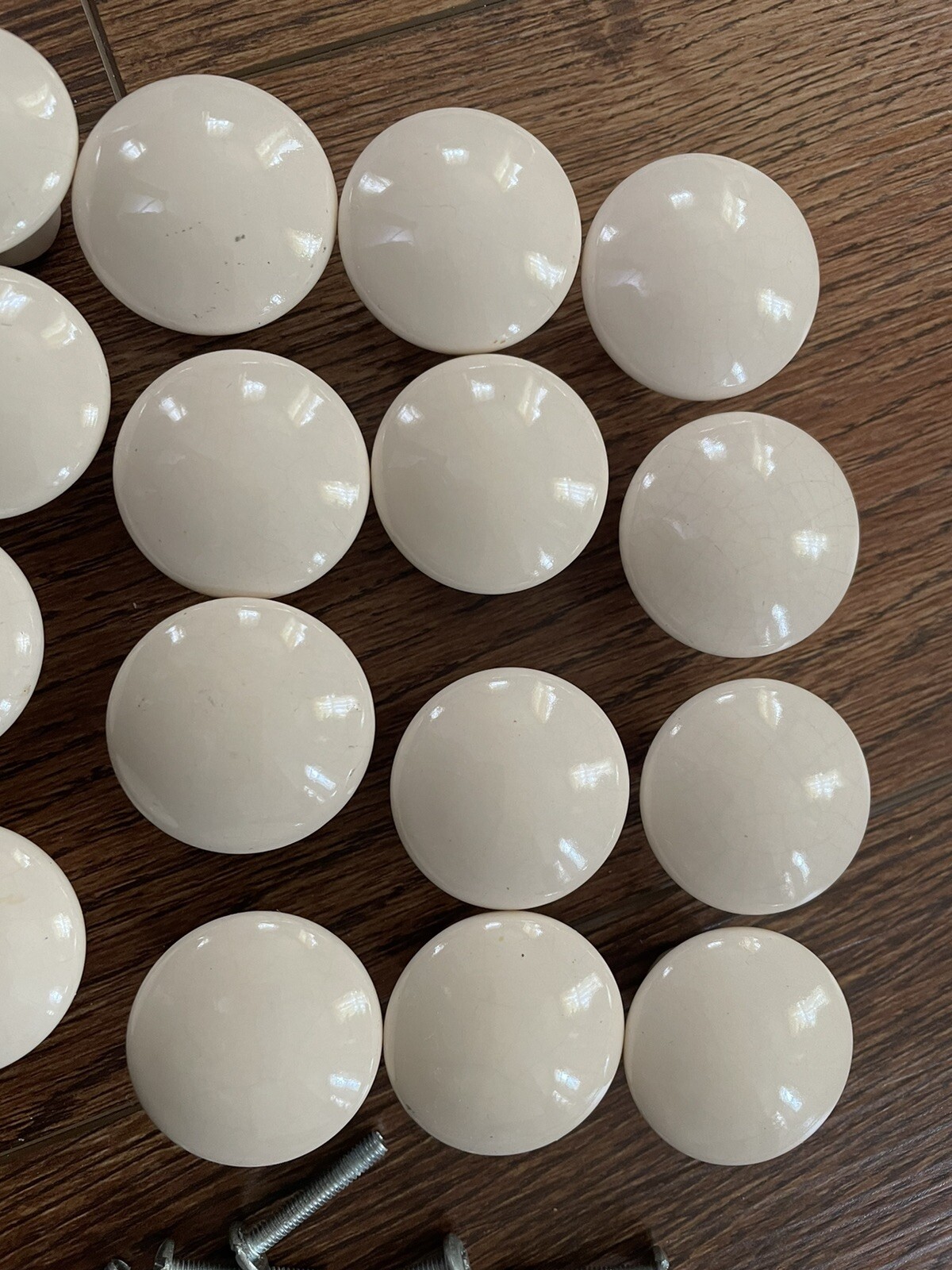 light Bage Ball Knob Ceramic Porcelain Cabinet Drawer Pull Vintage 1 1/4″ lot 18