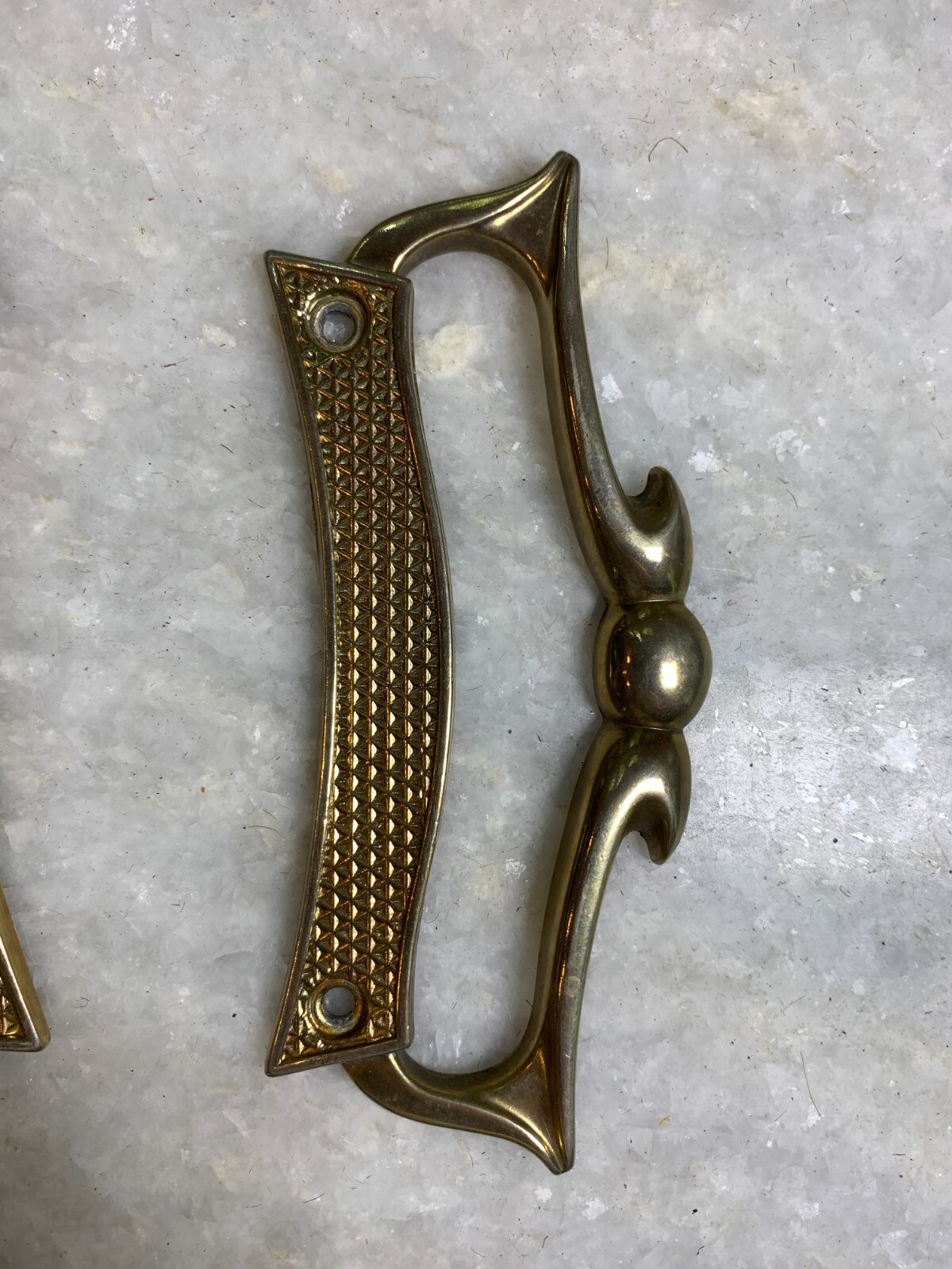 Antique Vintage Mid Century Modern MCM Steel Metal Handle Handles Gold Gilded