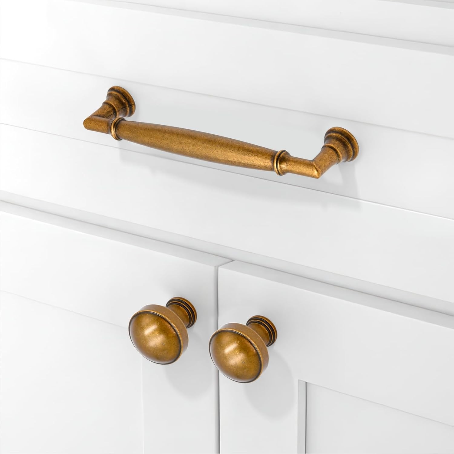 10pk Antique Brass Cabinet Pulls 5in Zinc Alloy Drawer Pulls