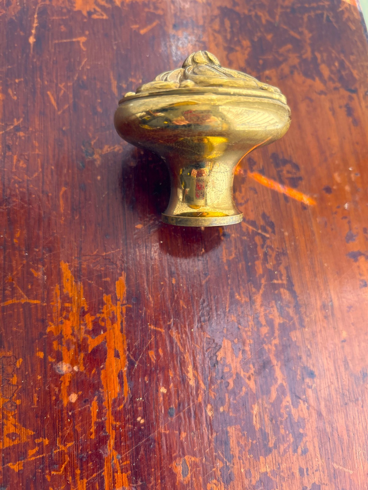 Ornate Brass Pull Knob with Backplate, Rococo Baroque Style Hardware (Spain)