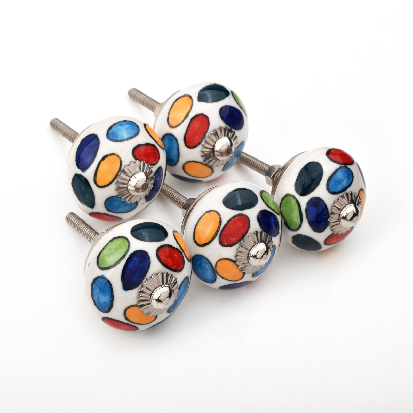 Ceramic Knob Multicolor Recycled Round Ceramic Pulls, Kitchen Cabinet Knobs