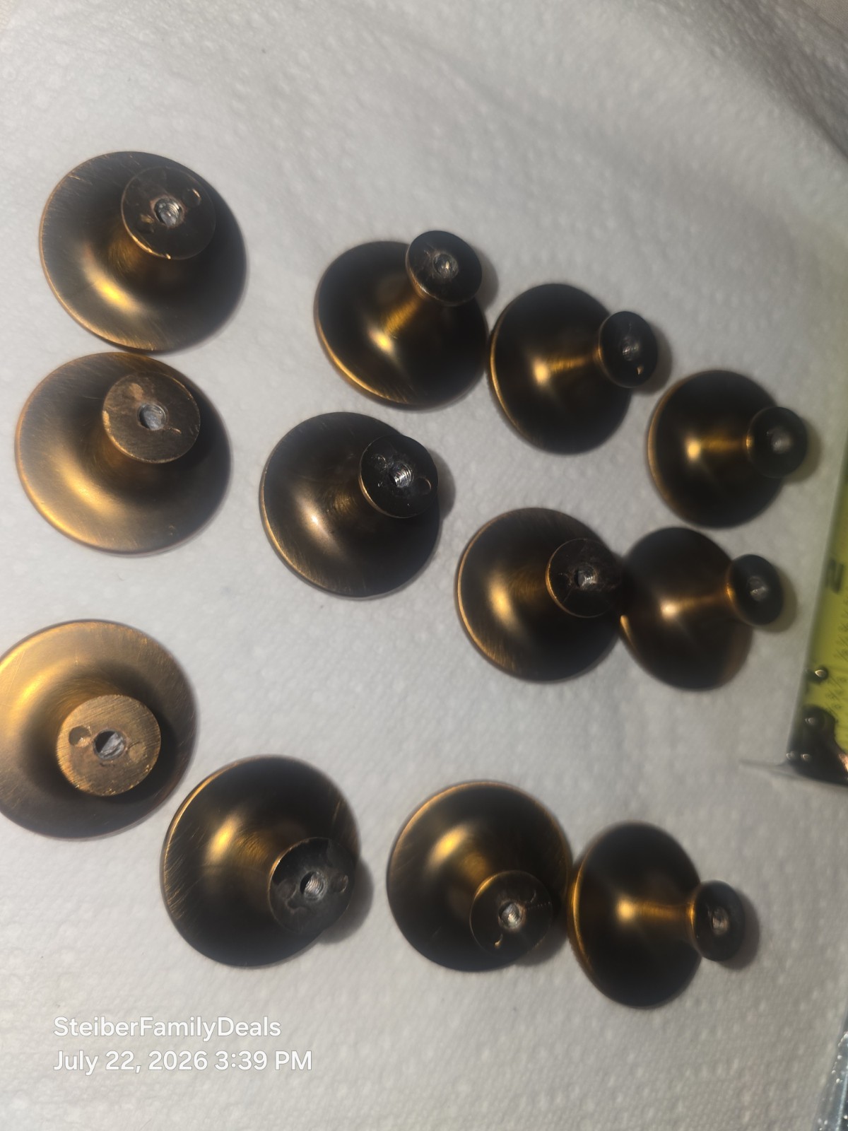 12 Antique Brass Knobs / Handle Pulls – Flower Pattern for Cabinets Drawers