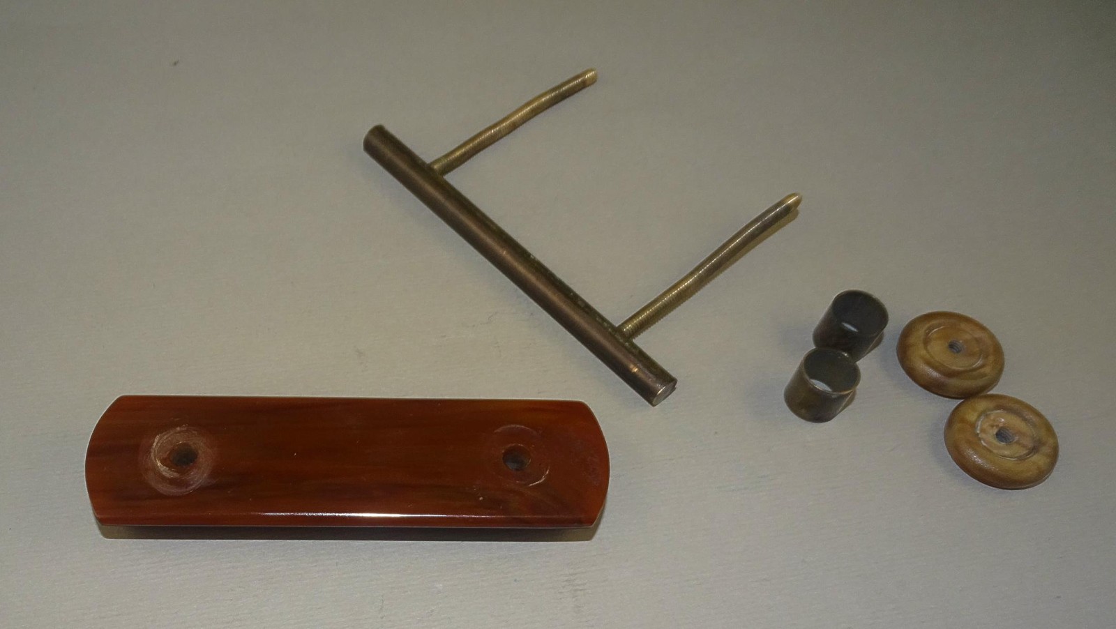 3 Old Vintage Art Deco Bakelite Marbled Brown Drawer Pulls Cabinet Handles