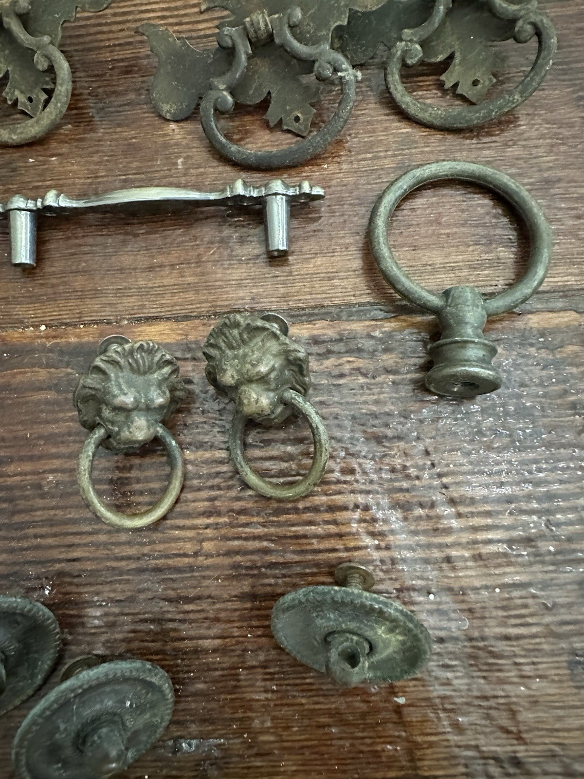 Antique & Vintage Mixed Lot Brass Metal Drawer Pulls Handles Parts & Hardware