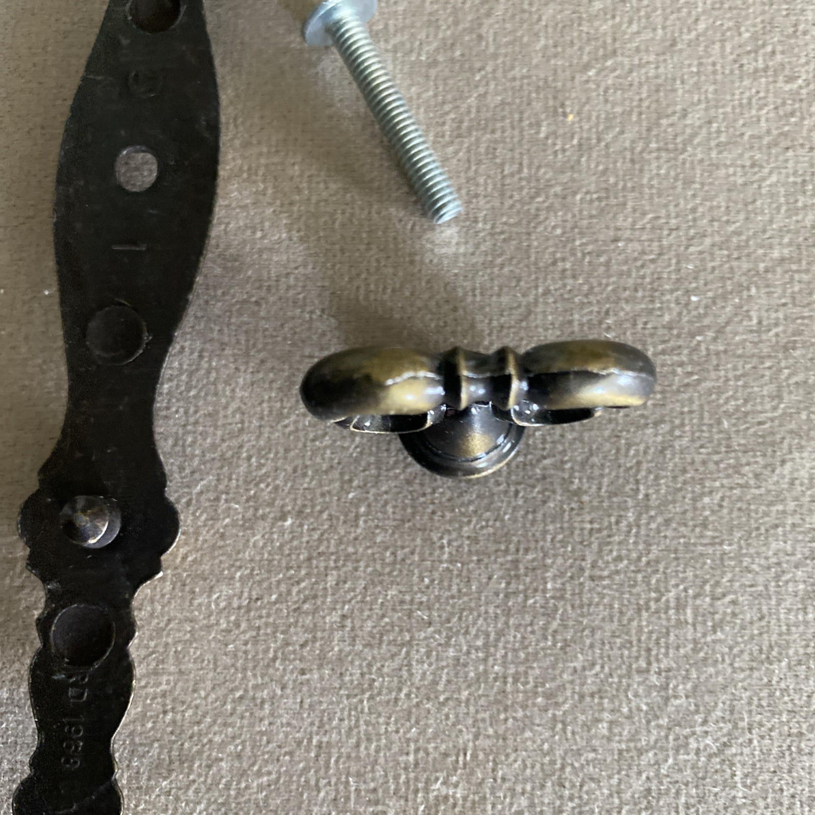 Large Vintage Brass Finger Pull w/ Back Plate 5 1/2” long