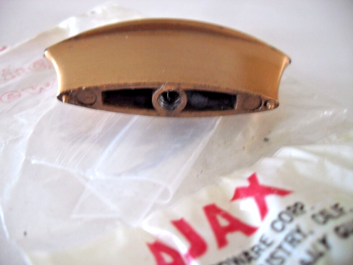 Vintage Nos Satin Brass Drawer Knob 1/2″x2-1/8″ Eye Shaped Cabinet Pull Ajax