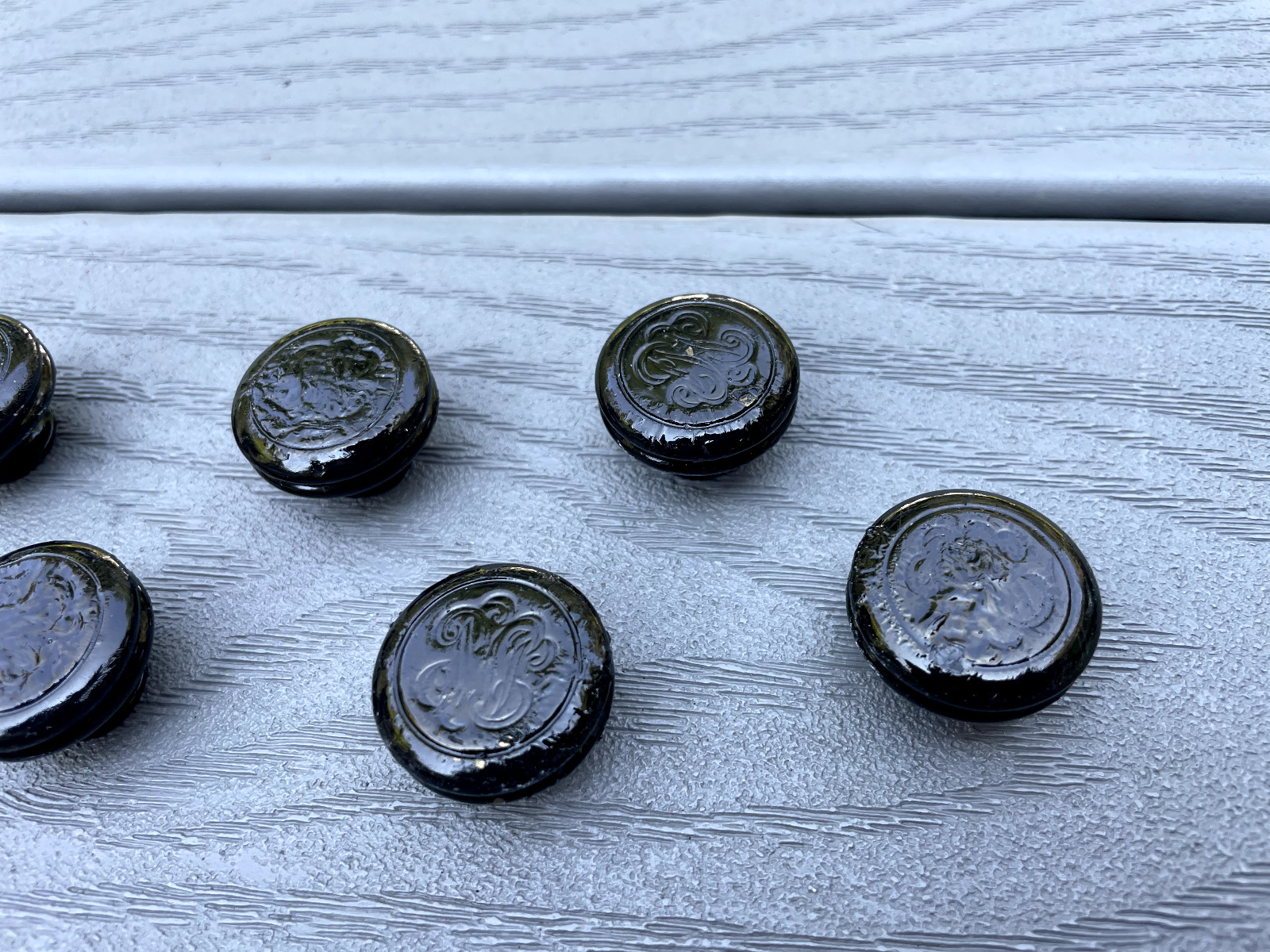 8 VTG ACORN 1″ ROUND BLACK FORGED IRON DOOR CABINET DRAWER PULL KNOBS HARDWARE