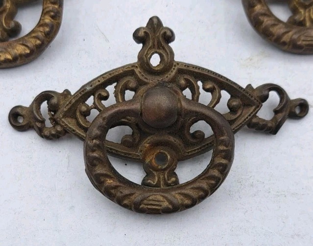 Antique Drawer Pulls Vintage Furniture Handles Brass Lot of 3