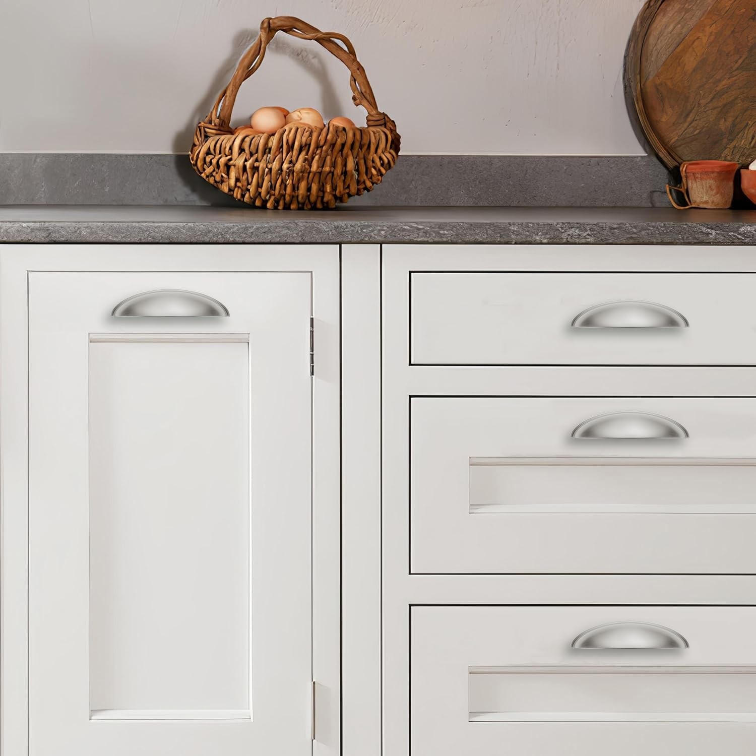10 Pack 5″ Drawer Pulls Brushed Satin Nickel Cabinet Cup Pulls Kitchen Hardwa…