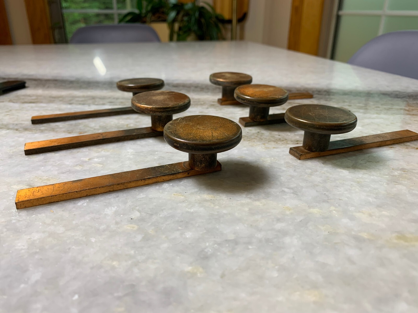 Antique Vintage Art Deco Brass Metal Dresser Bureau Drawer Knob Pulls Handles