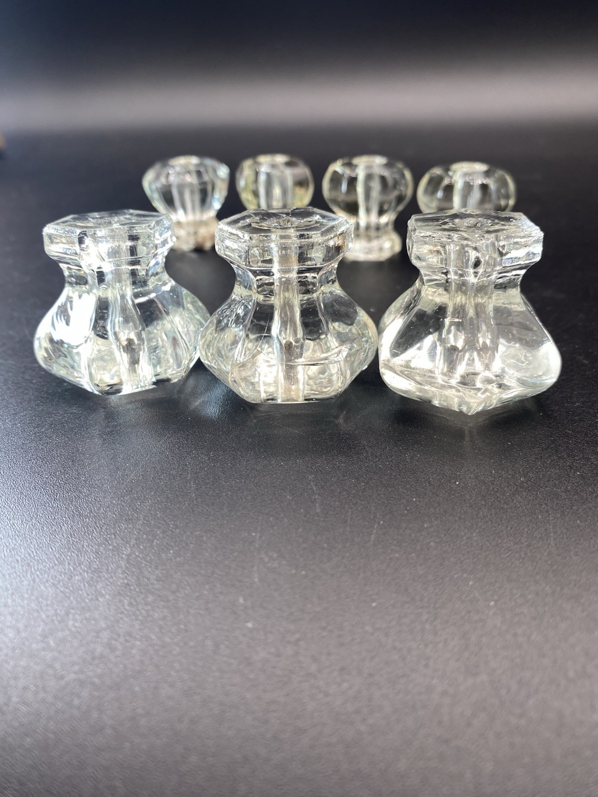Vintage Clear Glass Drawer Pulls/Cabinet Knobs Set of 7 1 & 1.5”