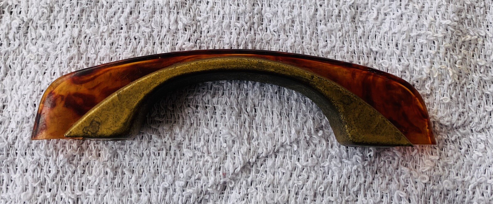 2 3/4”centers Brass Antique Hardware Art Deco Tortoise Bakelite Drawer Pull