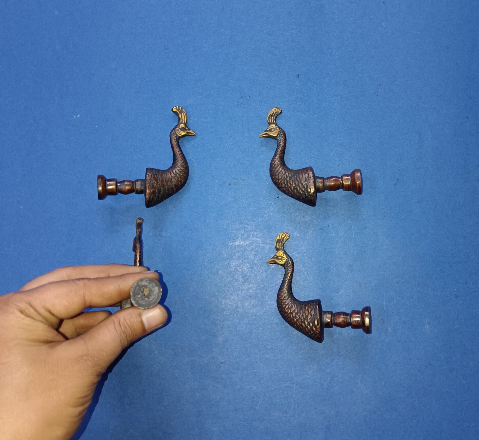 Peacock Head Shape Home Window Knob Brass Drawer Knobs Set of 04 Pieces GTX