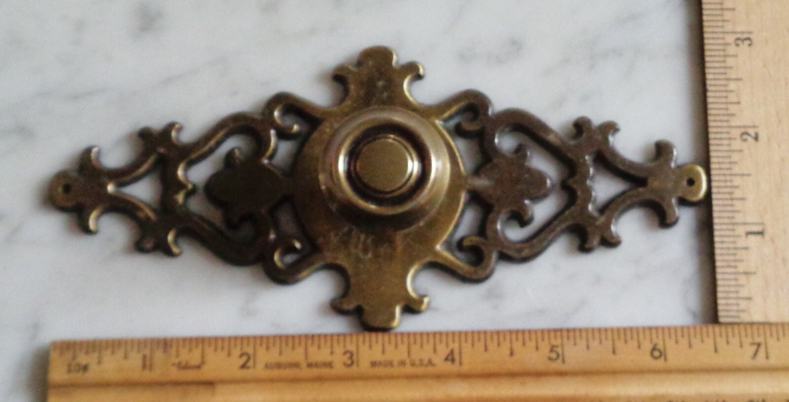 3 Vintage Brass Knob 728 & Brass Back Plate Amerock 1967 Door Drawer Pulls