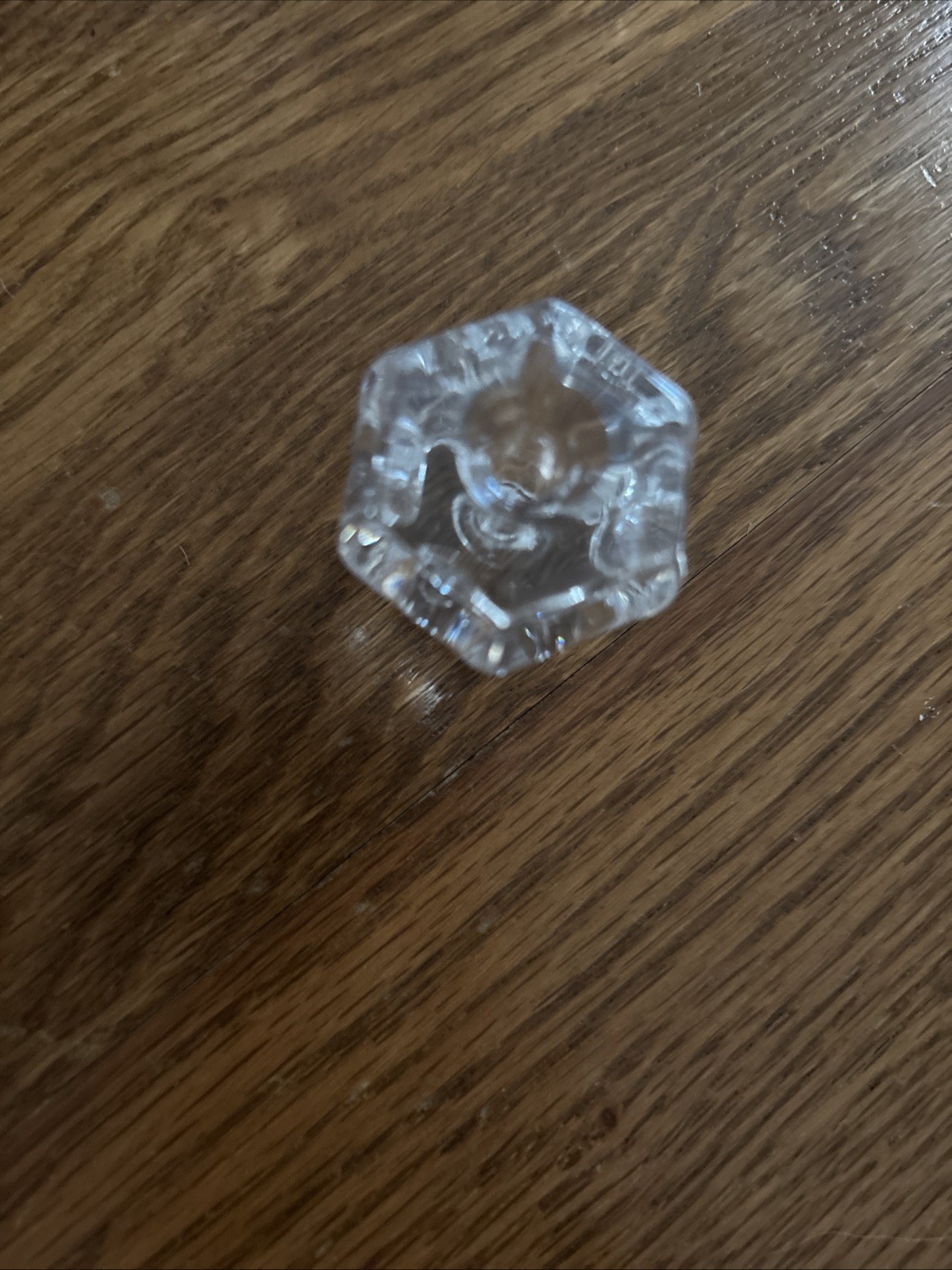 Set Of 6 Clear Glass Hexagon 6 sided Drawer Cabinet Knobs 1 1/2 Antique Style