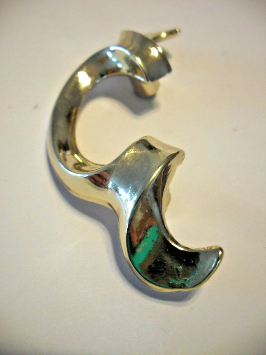 Vintage Nos Bright Brass Dresser Drawer Pull Ribbon Shaped Ajax Cabinet Jewelry