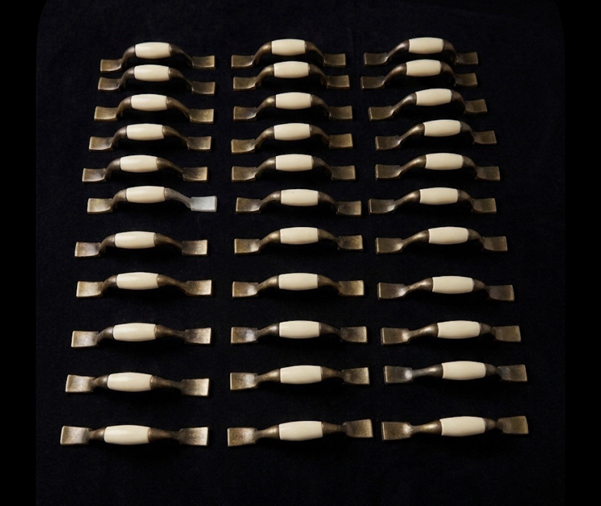 33 Allison Vintage Brass White Porcelain Cabinet Pulls Drawer Handles 5 1/4″