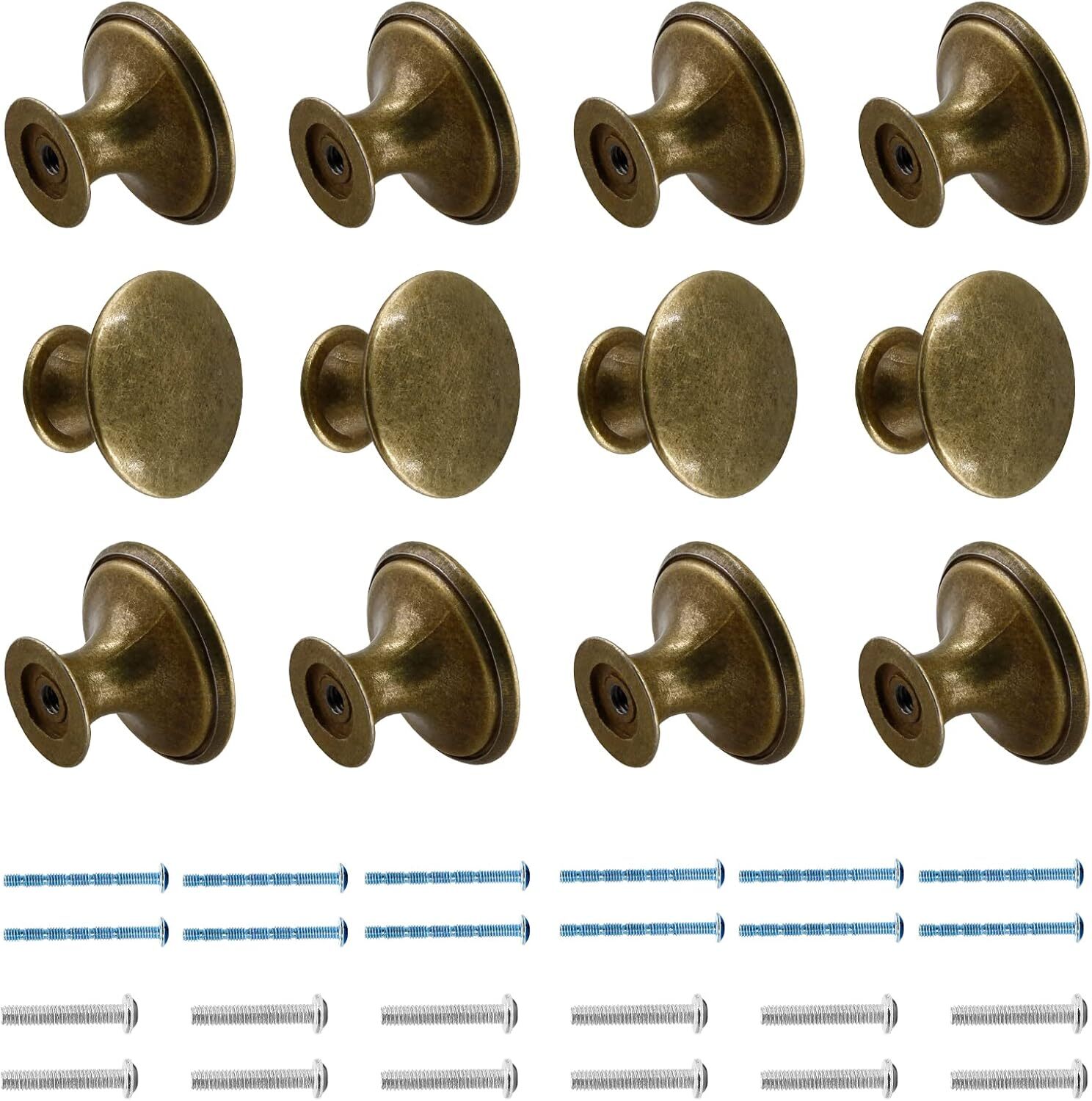 12 Pcs Cabinet Knobs Metal Drawer Knobs Round Dresser Handle 12 Pack Brass