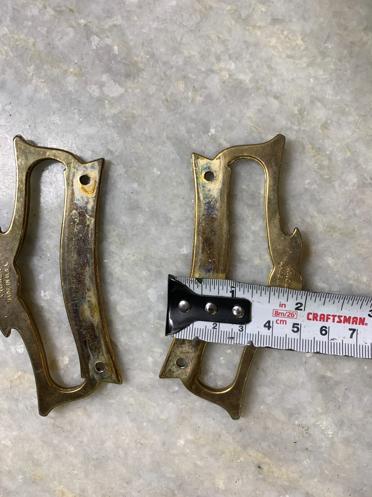 Antique Vintage Mid Century Modern MCM Steel Metal Handle Handles Gold Gilded
