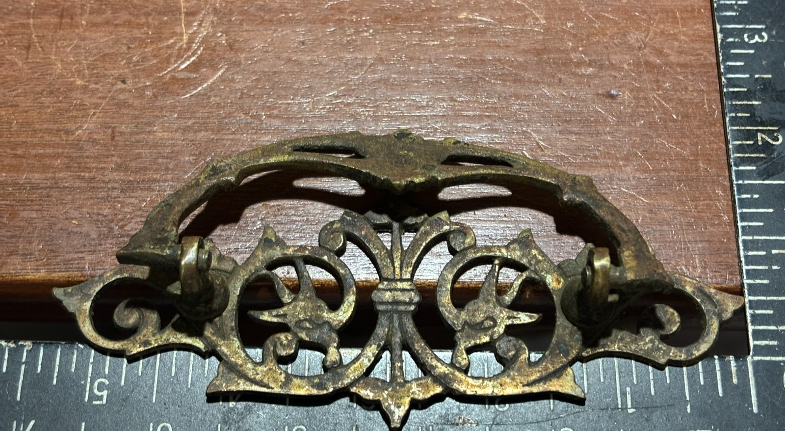 Vintage Antique Ornate Fancy Drop Bail Drawer Pull. 3 inch CTC