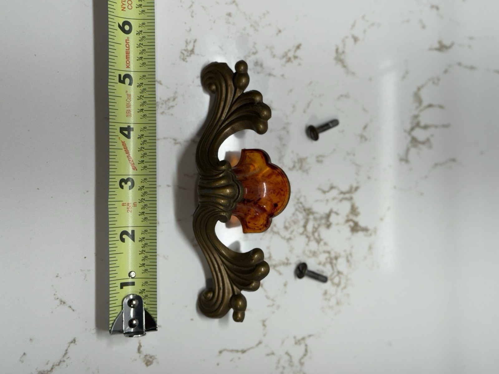 VTG Art Deco Waterfall Bakelite Depression Era French Metal Drawer Cabinet Pull