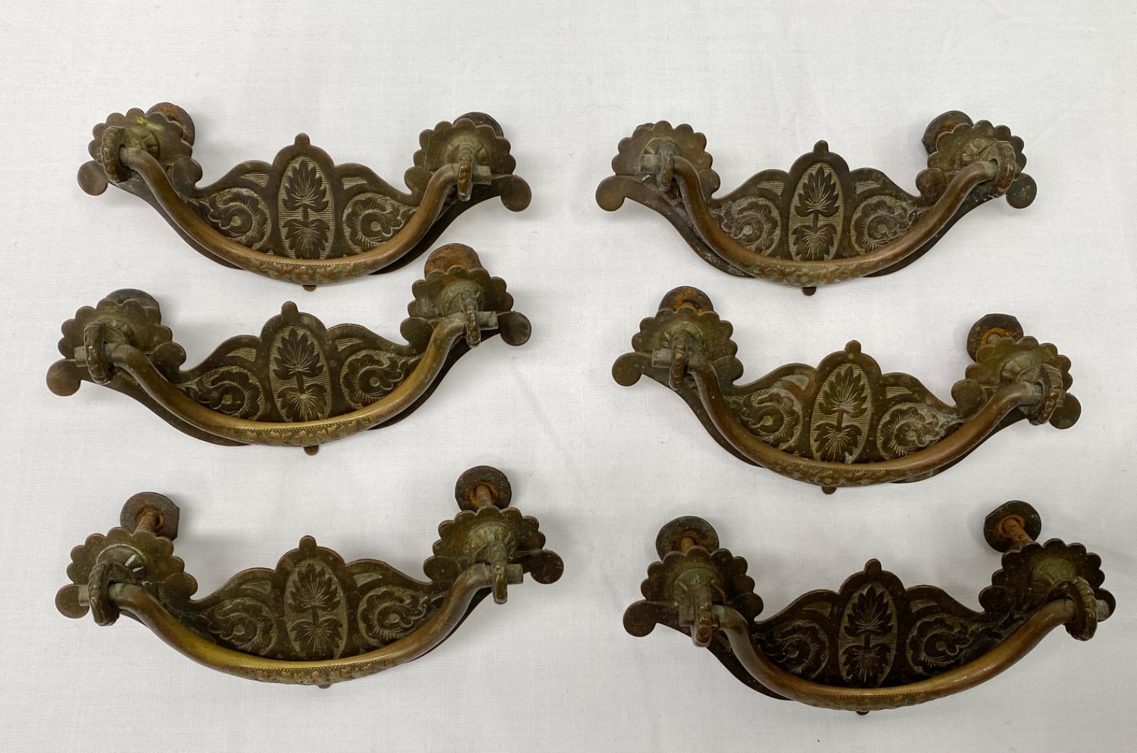 6 Antique Drop Bail Pull Drawer Cabinet Handle Ornate Eastlake Hardware