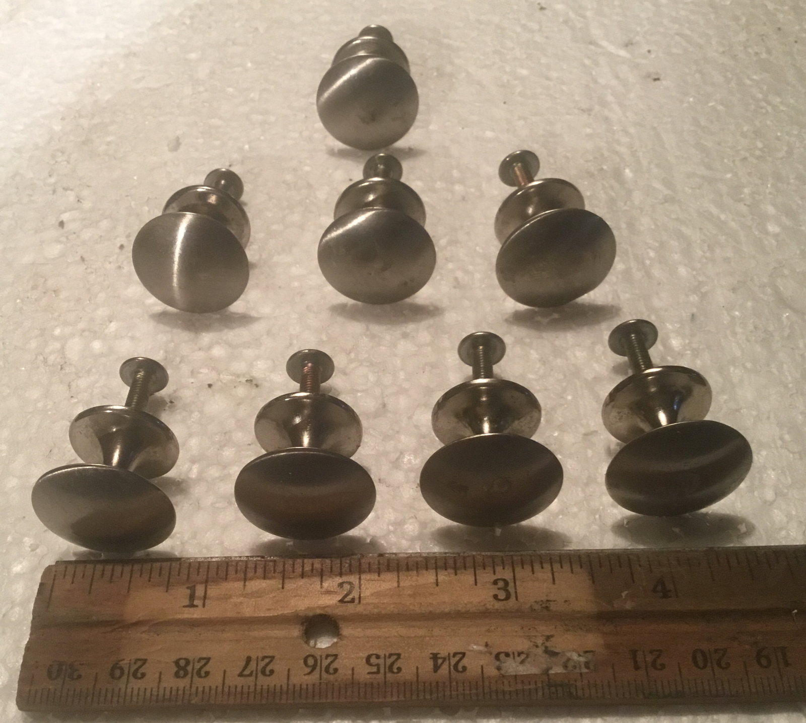 8 Brushed Nickel 3/4” Diameter Single Screw Mount Draw Pulls Handles Knobs