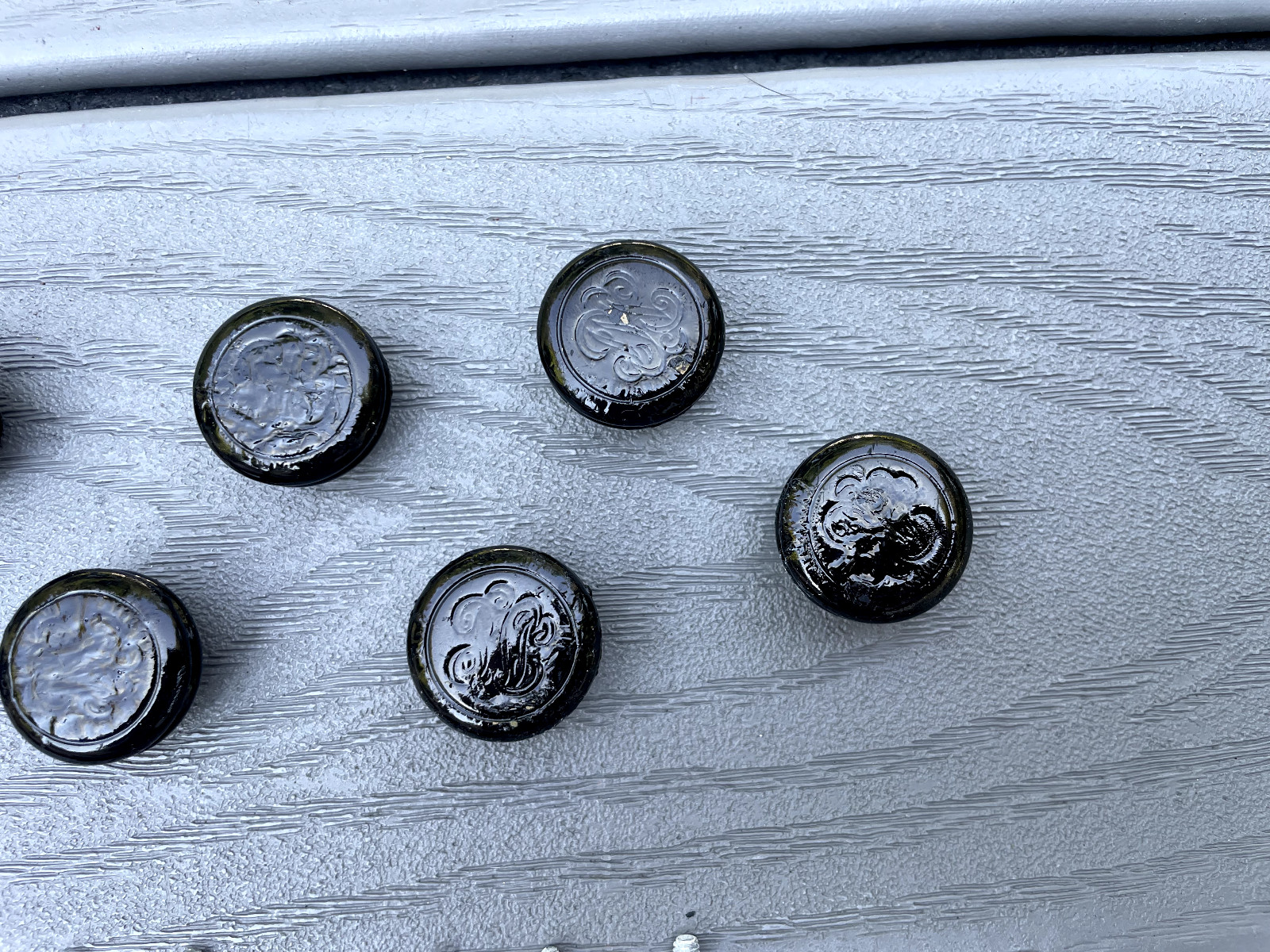 8 VTG ACORN 1″ ROUND BLACK FORGED IRON DOOR CABINET DRAWER PULL KNOBS HARDWARE