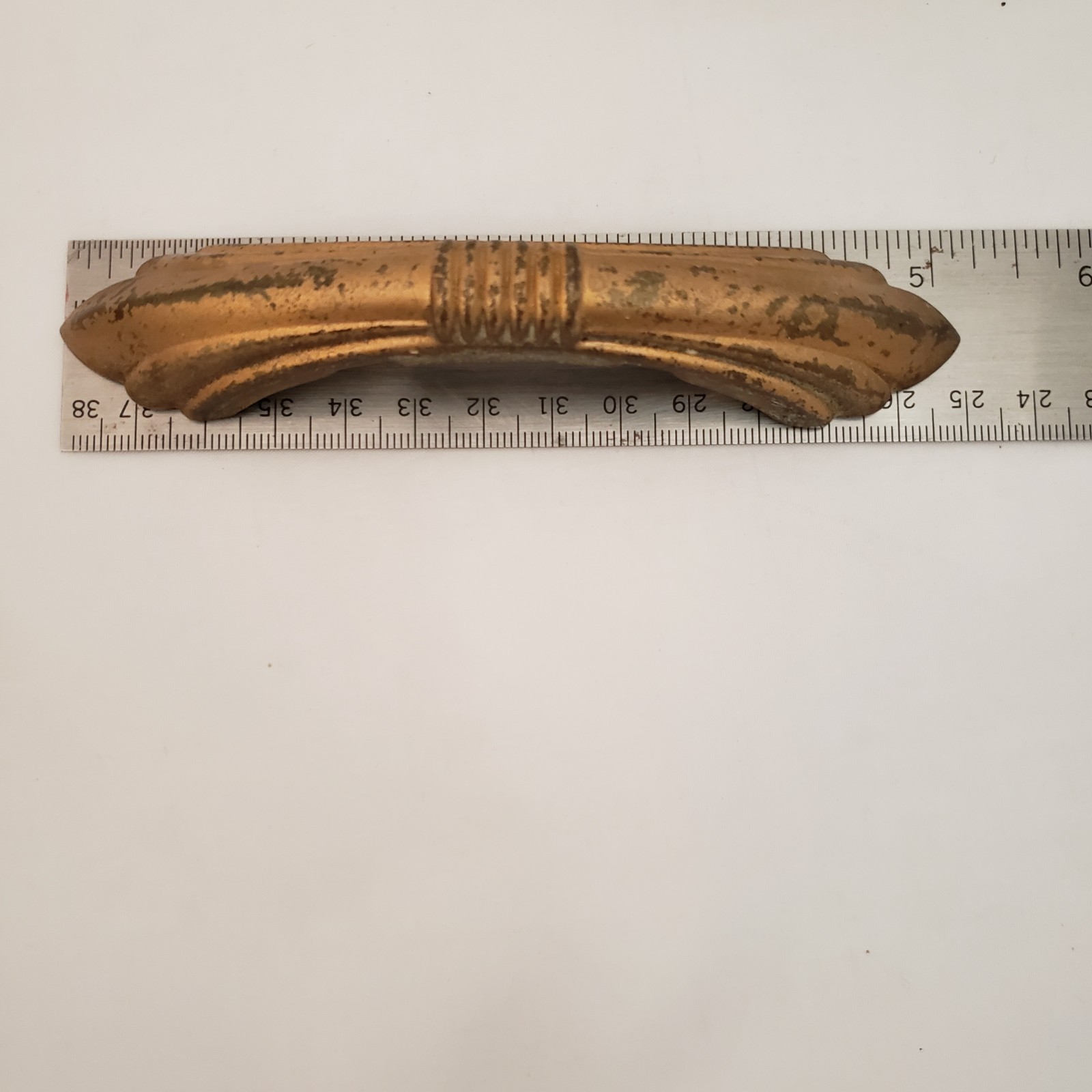 VTG Art Deco Waterfall Furniture Hardware Brass Pulls Handles Set Of 2
