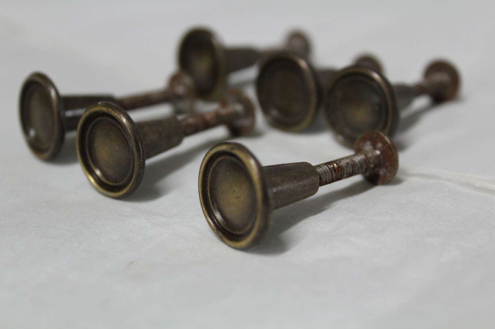 6 Old Brass Stacking Barrister Bookcase Knobs drawer Pulls Hardware handle buton