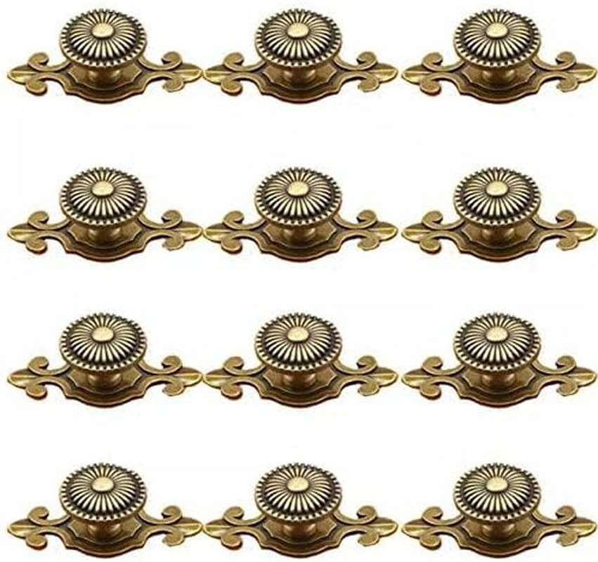 Golden Brass Antique Vintage Retro Drawer Cabinet Metal Knobs with Backplates 12