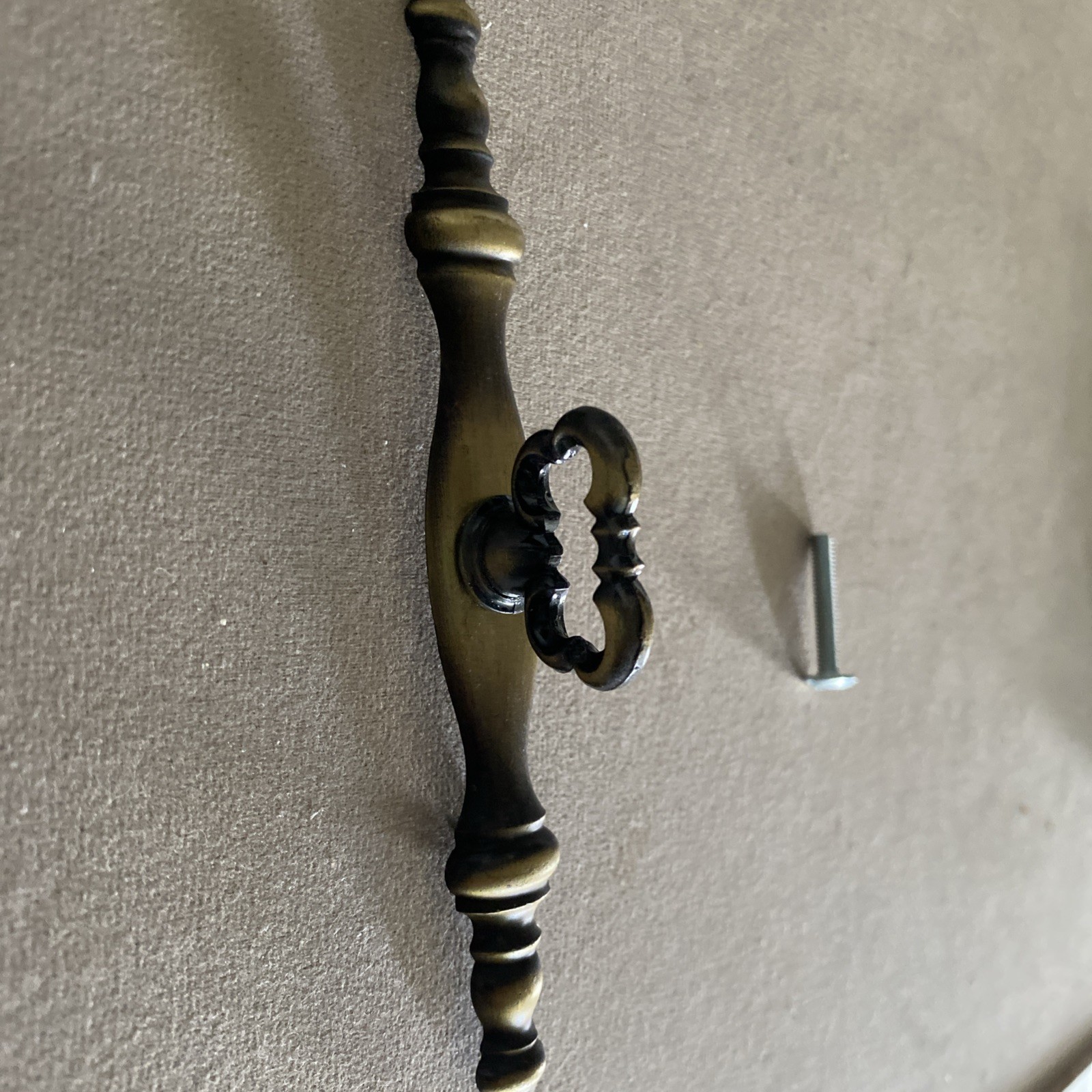 Large Vintage Brass Finger Pull w/ Back Plate 5 1/2” long