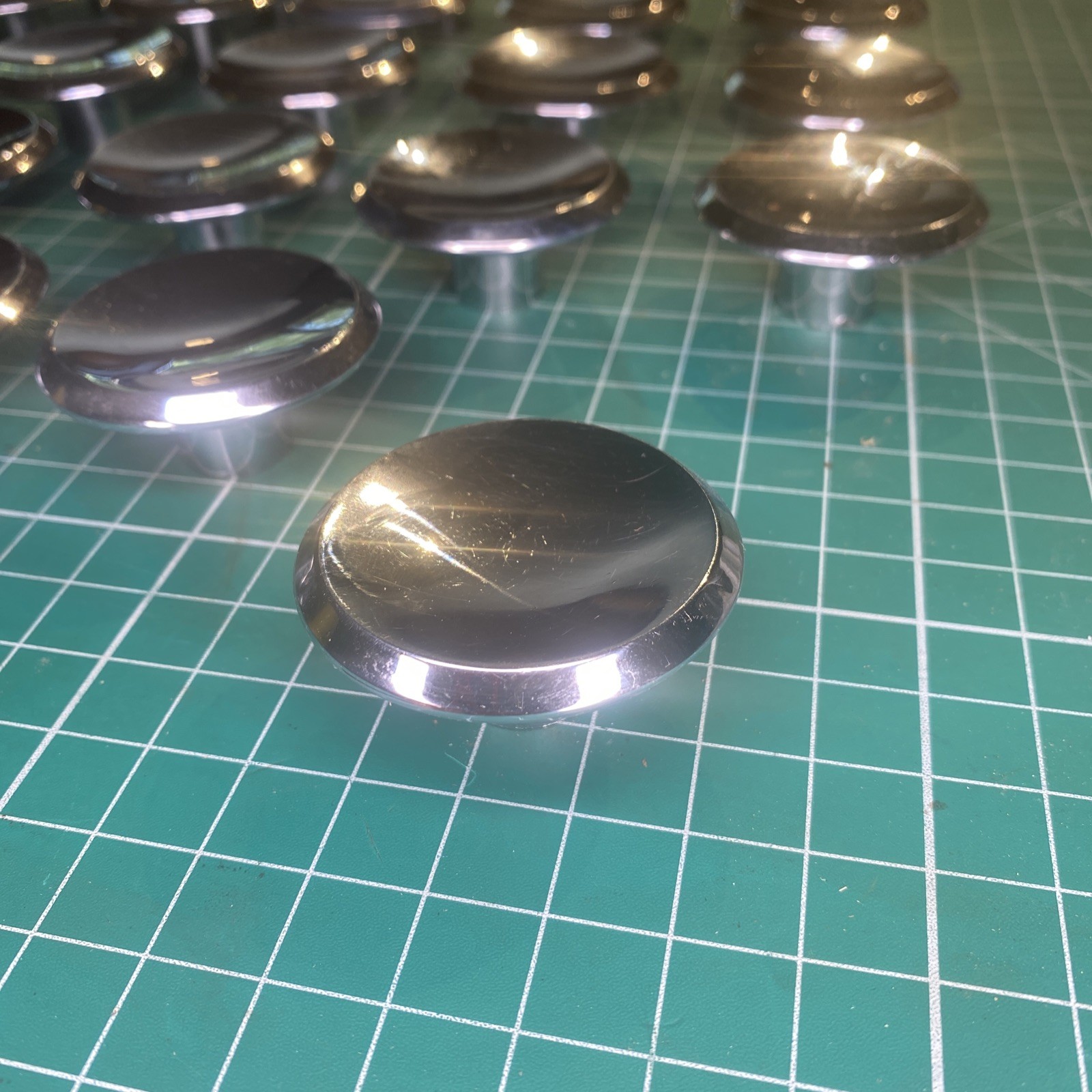 Vintage MCM 2” Round Beveled Concave Silver tone Pull Knob Lot Of 24