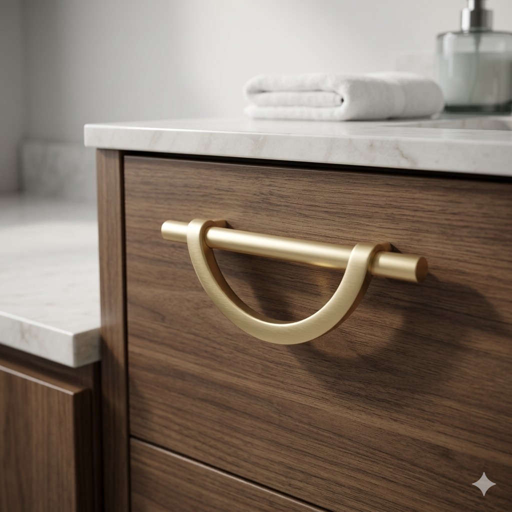 Set of 9 Satin Brass Half Moon Cabinet Pulls 3.75″ 96mm MCM Crescent Drawer…