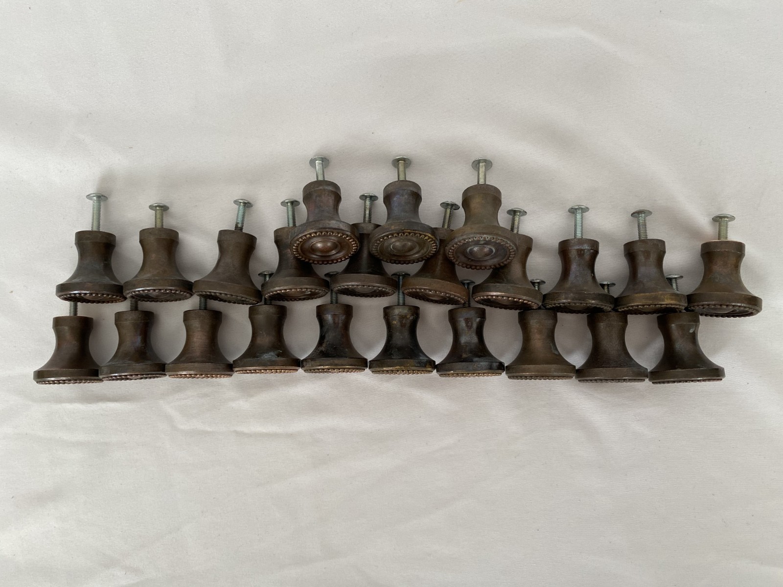 23 Vintage Solid Brass Cabinet Knobs Beaded Design Copper Finish Drawer Pulls
