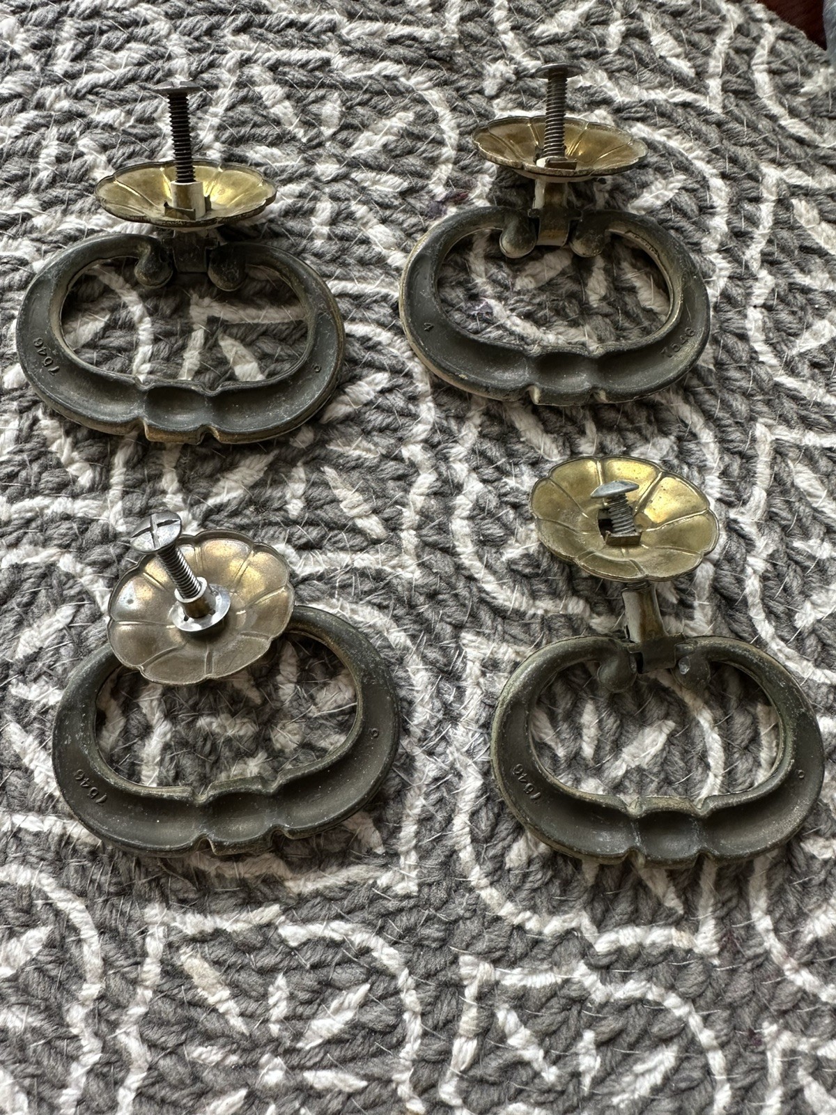 Vintage Bronze French Provincial Drawer/Cabinet Knob Floral Round Lot of 4