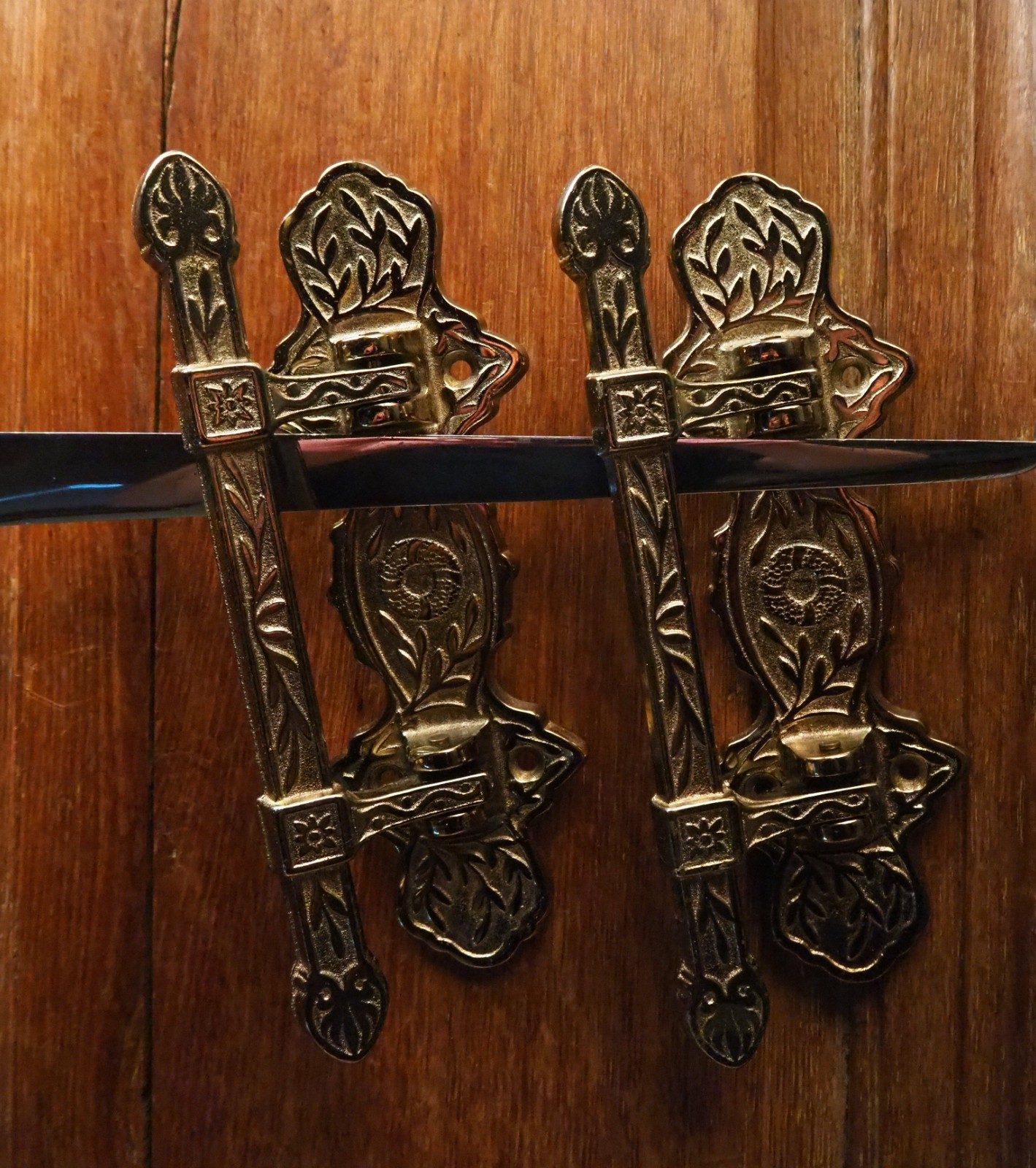 Antique French Lot of 4 Gothic brass look Coffin Handles