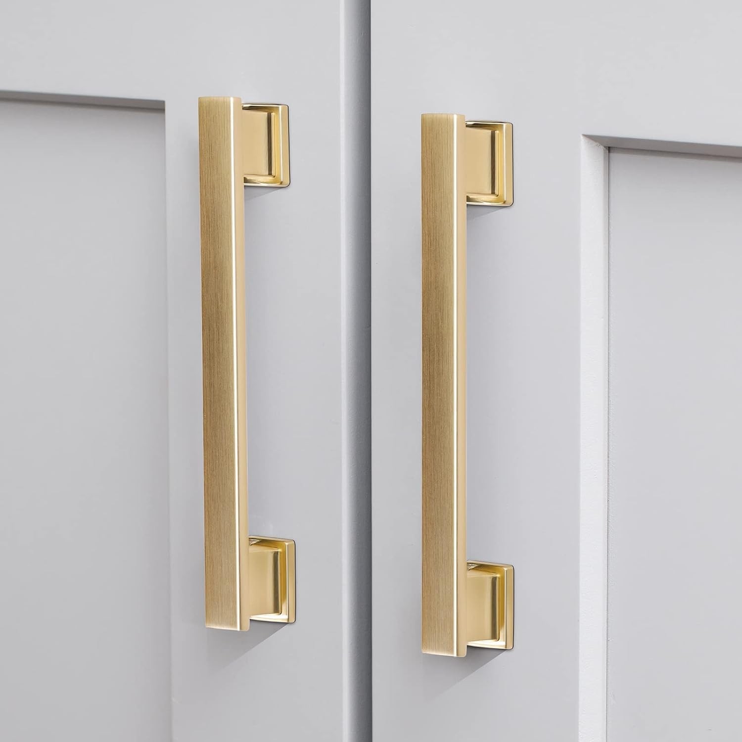 VEHCIL 20 Pack Brushed Gold Square Cabinet Pulls, 5 Inch Hole Centers