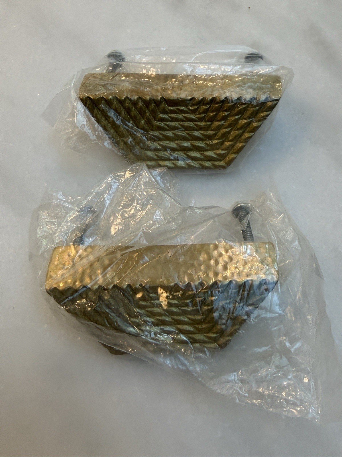Anthropologie Textured Full Brass Drawer Handles Geometric Braided Lot Of 2