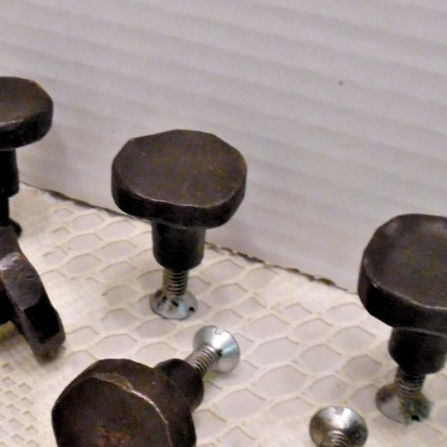 VTG (11) Wrought Iron Heavy Duty Drawer Pulls Black/Round 1″ X 1″ @ Screw