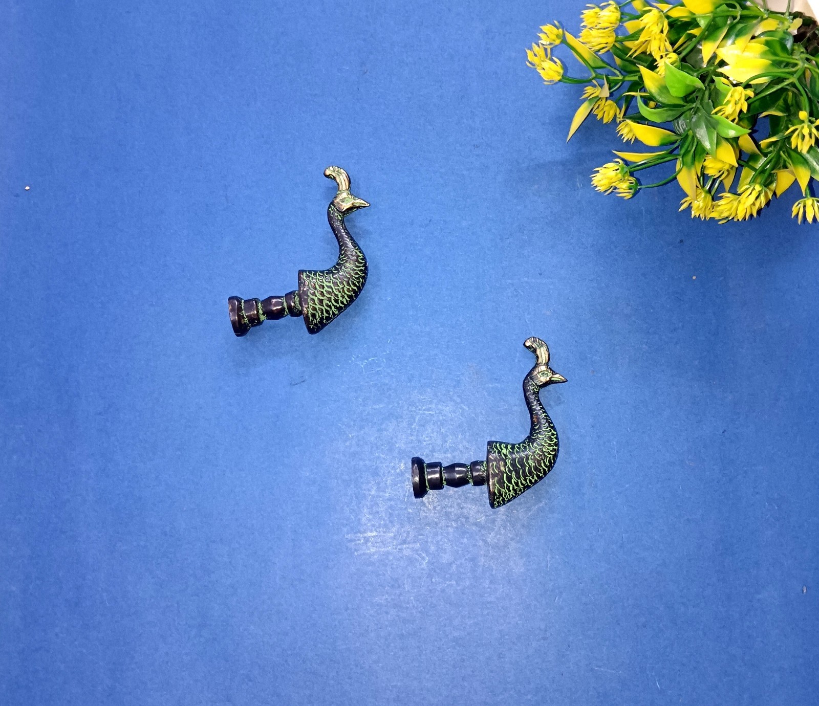 Majestic Peafowl Shape Window Knob Pair Brass Macaw Bird Head Drawer Pull GTX