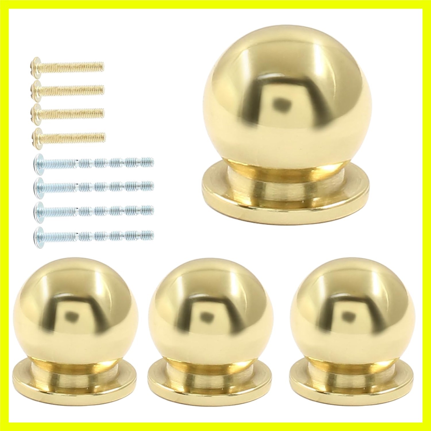 4 Pack Mini Round Brass Knobs – Polished Gold 1/2 Inch Drawer Pulls