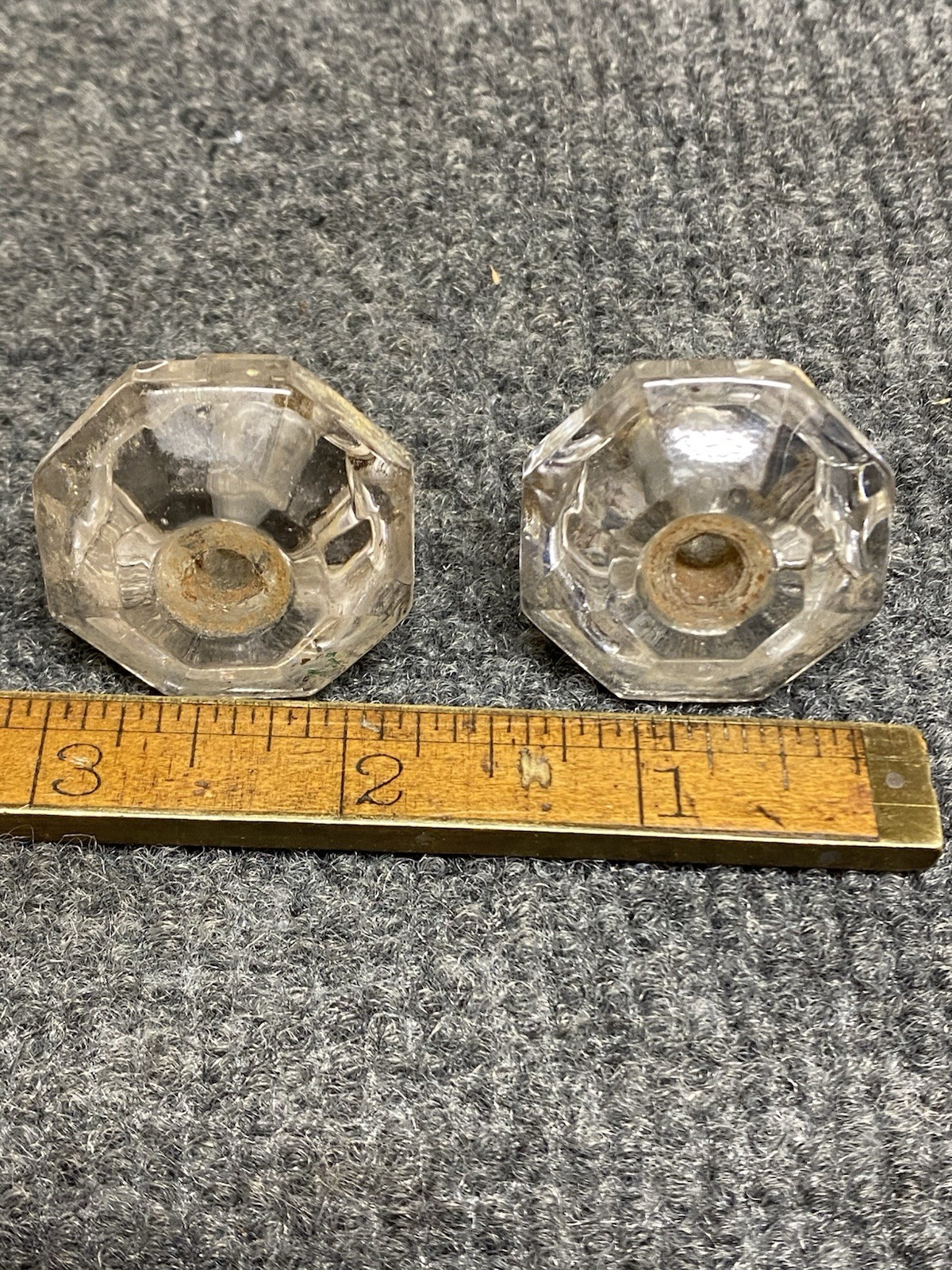(7) Antique Glass Drawer Pulls Different Sizes And Styles