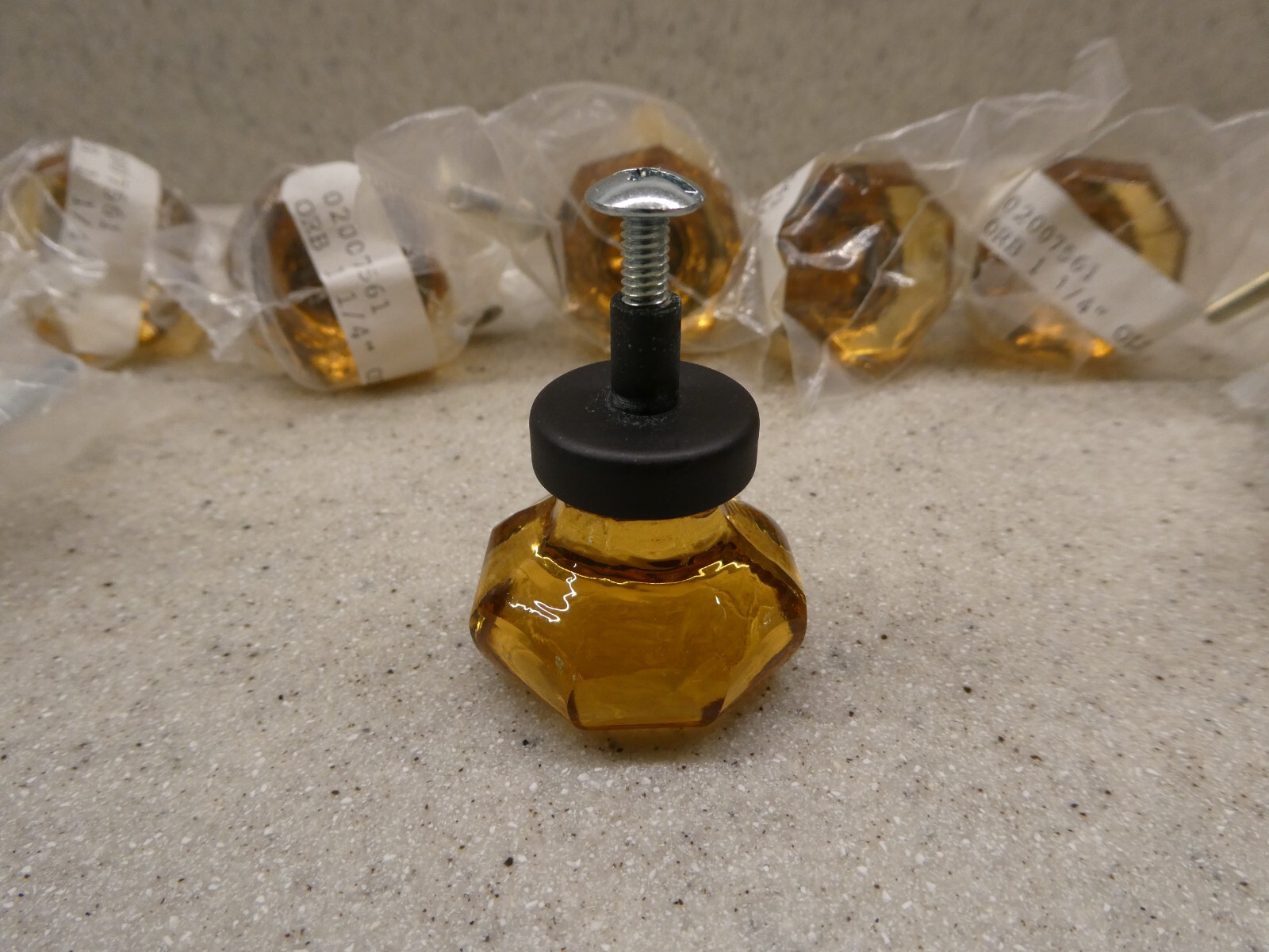 Van Dykes Classic Octagonal Amber Glass Cabinet Knobs – 9 Pcs